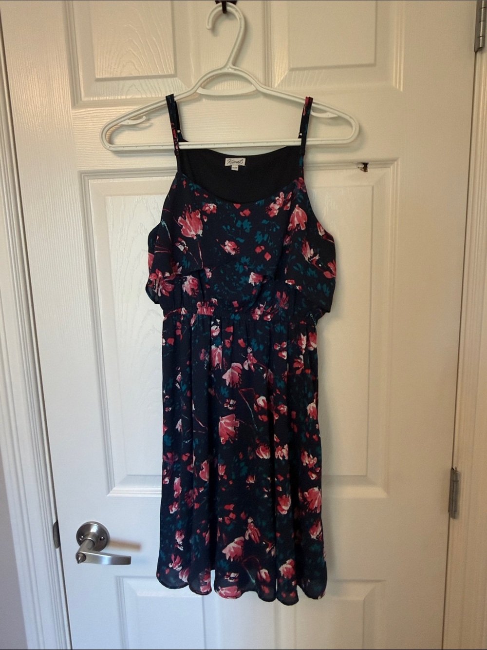Kismet Navy Midi Dress with Pink Floral Print